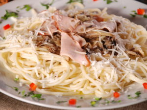 Spaghetti with Ham and Mushrooms – Pasta Delivery in Kyiv